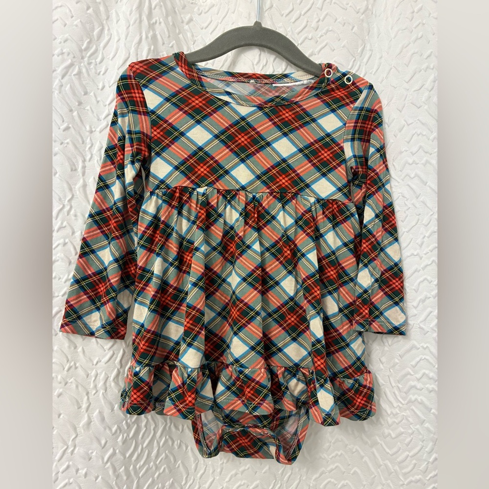 Posh Peanut Plaid Long Sleeve Dress 18-24